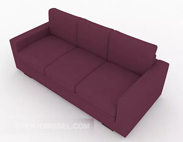 Purple Three-person Sofa Design 3d model Purple Three-person Sofa Design 3d model