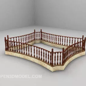 Wooden Railing 3d model