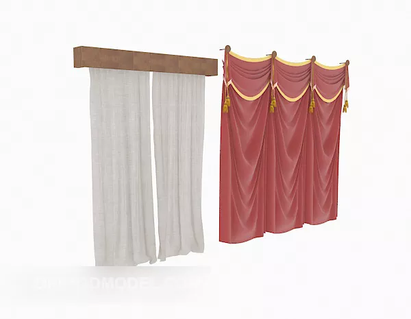 Window Curtain Vintage Pattern 3d model