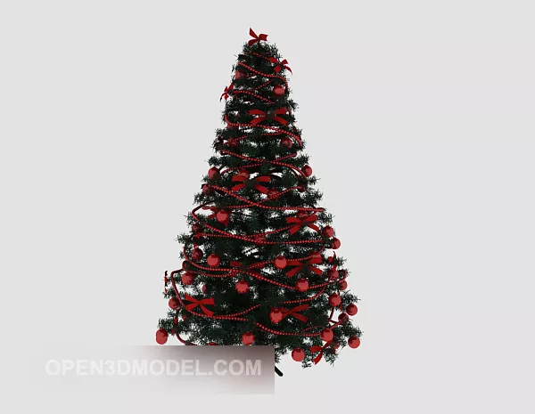 Christmas Tree With Red Balls Decorative 3d model Christmas Tree With Red Balls Decorative 3d model