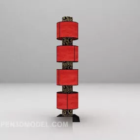 Red Floor Lamp Chinese Style V1 3d model