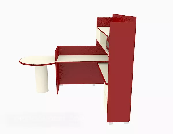 Red Office Table Cabinet 3d model Red Office Table Cabinet 3d model