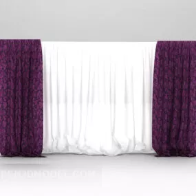 Purple And White Curtain 3d model