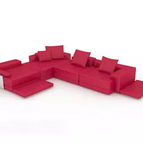 Red Combination Sofa 3d model
