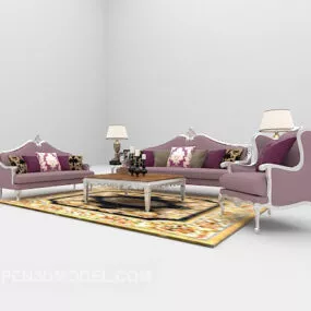Red Sofa European Style 3d model