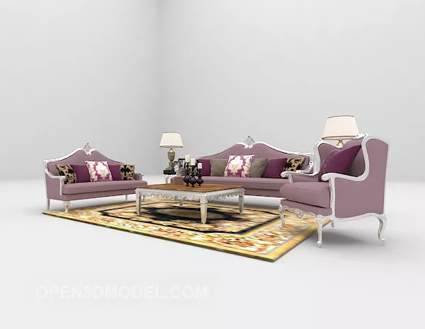 Red Sofa European Style 3d model Red Sofa European Style 3d model
