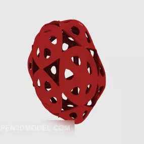 Red Stylized Basket Decoration 3d model