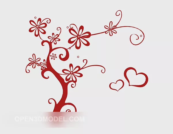 Red Decorative Wall Painted 3d model Red Decorative Wall Painted 3d model