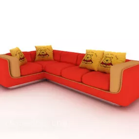 Red Fashion Multi-seaters Sofa 3d model