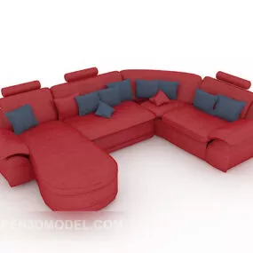 Red Leather Combination Sofa 3d model