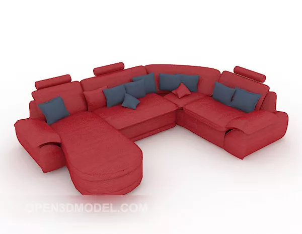 Red Leather Combination Sofa 3d model Red Leather Combination Sofa 3d model