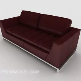 Red Leather Double Sofa 3d model