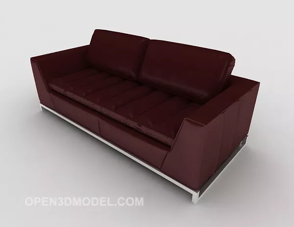 Red Leather Double Sofa 3d model Red Leather Double Sofa 3d model