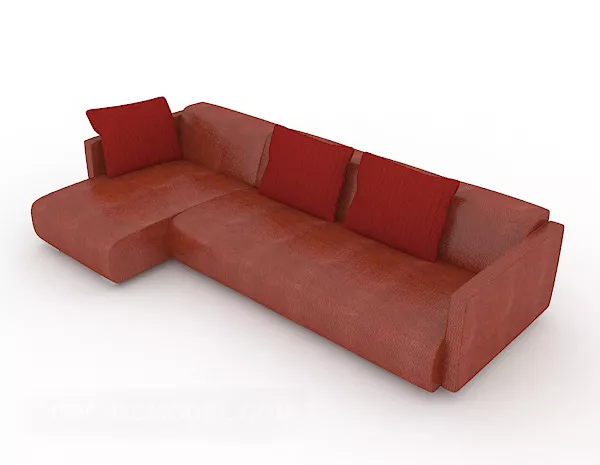 Red Leather Multiplayer Sofa 3d model Red Leather Multiplayer Sofa 3d model