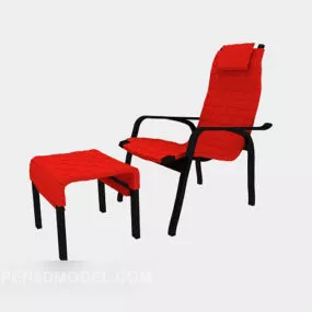Red Lounge Chair Stool 3d model