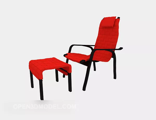 Red Lounge Chair Stool 3d model Red Lounge Chair Stool 3d model