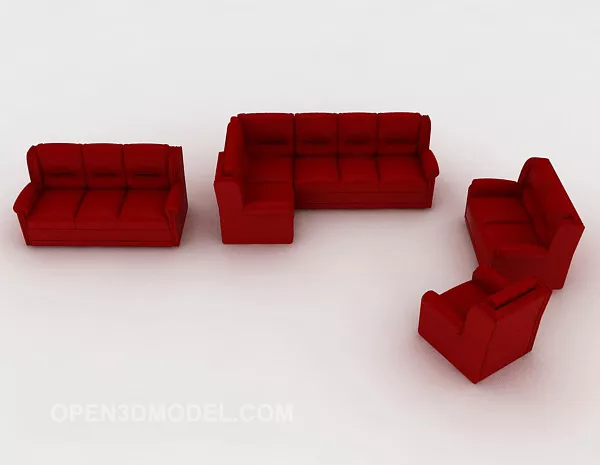 Red Minimalist Sofa 3d model Red Minimalist Sofa 3d model