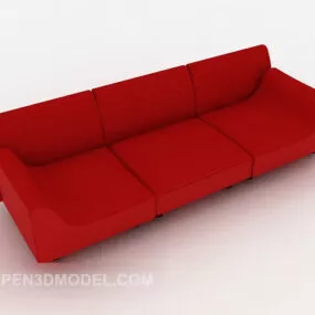Red Minimalist Three-person Sofa Design 3d model