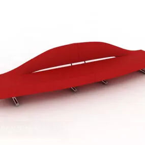 Red Personality Multi-seaters Sofa 3d model
