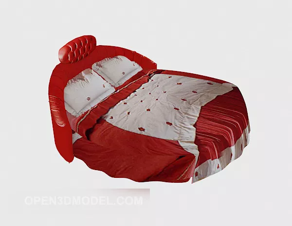 Red Round Bed Fabric 3d model Red Round Bed Fabric 3d model