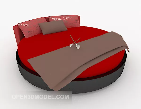 Red Round Double Bed 3d model Red Round Double Bed 3d model
