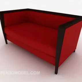 Red Simple Double Sofa 3d model