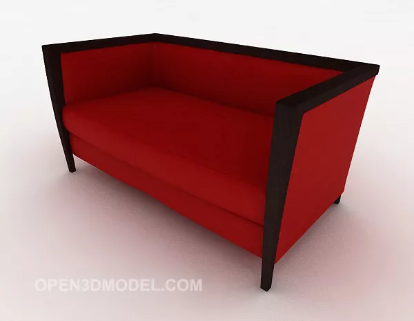 Red Simple Double Sofa 3d model Red Simple Double Sofa 3d model