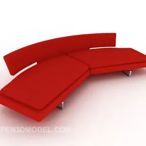 Red Simple Generous Sofa 3d model
