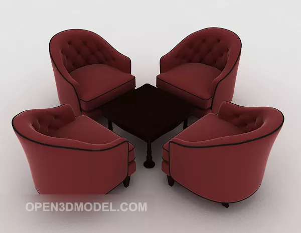 Red Simple Home Sofa Sets 3d model Red Simple Home Sofa Sets 3d model