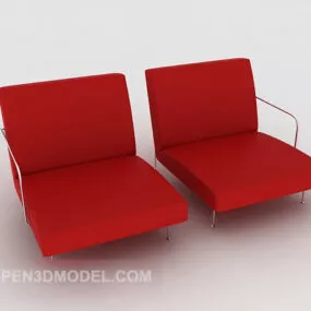 Red Simple Home Sofa 3d model