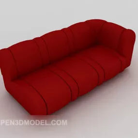 Red Simple Multi-seaters Sofa 3d model