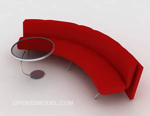 Red Curved Simple Sofa 3d model Red Curved Simple Sofa 3d model
