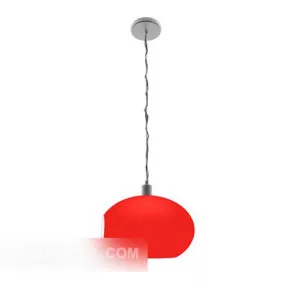 Red Shade Small Chandelier 3d model