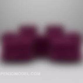 Red Velvet Sofa 3d model