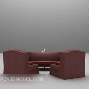 Red Sofa Table Decorative V1 3d model