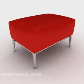 Red Sofa Stool Fabirc 3d model