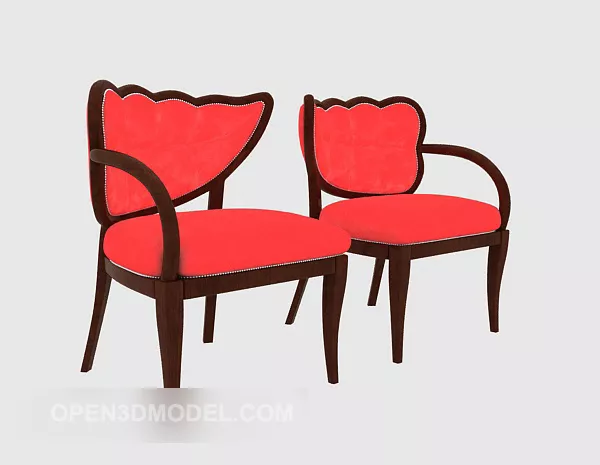 Red Solid Wood Lounge Chair 3d model Red Solid Wood Lounge Chair 3d model