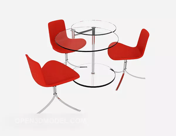 Red Stylish Simple Table Chair Set 3d model Red Stylish Simple Table Chair Set 3d model