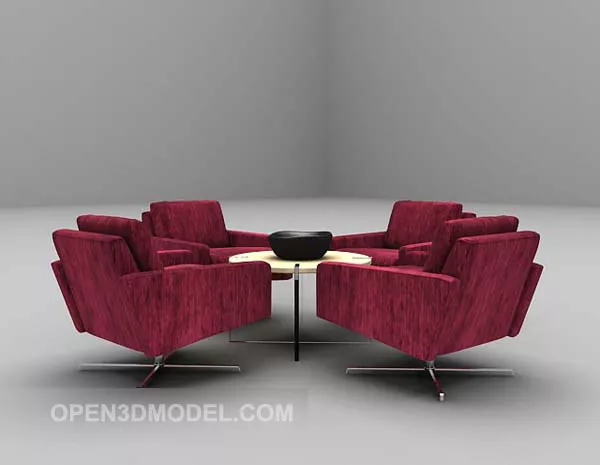 Red Velvet Table And Chair 3d model Red Velvet Table And Chair 3d model