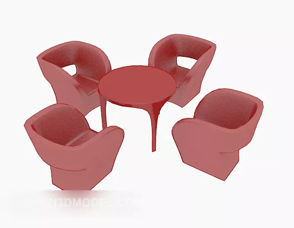 Red Table Chair 3d model Red Table Chair 3d model