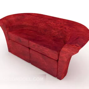 Red Textured Double Sofa 3d model