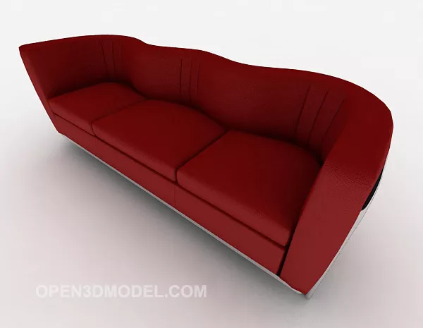 Red Three-person Multi Seaters Sofa Design 3d model Red Three-person Multi Seaters Sofa Design 3d model