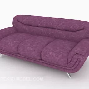 Red Three-person Sofa 3d model