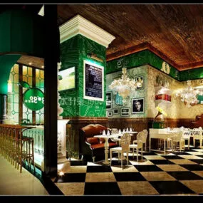 Luxury Restaurant Interior Decoration 3d model