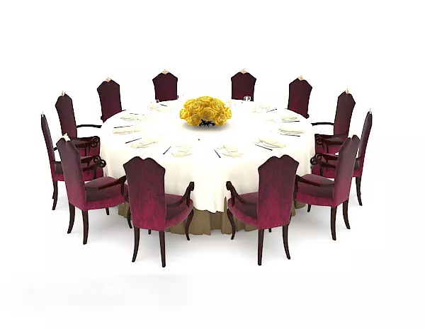 Restaurant Round Multi-seaters Table 3d model Restaurant Round Multi-seaters Table 3d model