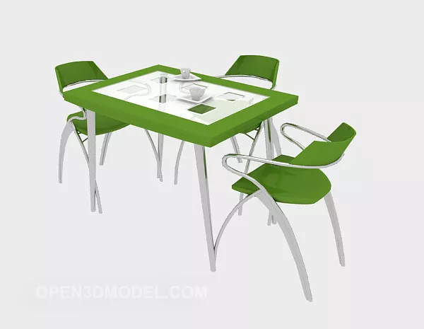 Restaurant Simple Table Chair Green 3d model Restaurant Simple Table Chair Green 3d model