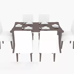 Restaurant Six Table Chairs Set 3d model