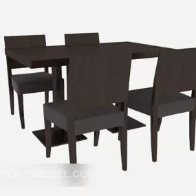 Restaurant Solid Wood Dining Table Chair 3d model