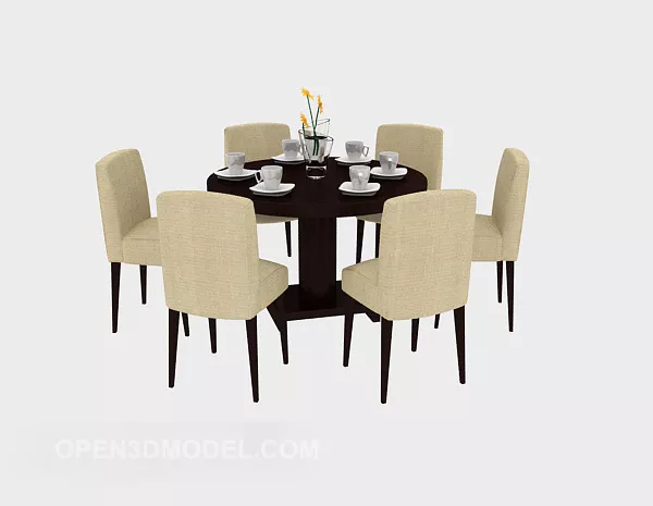 Restaurant Dining Table 5 Chairs Set 3d model Restaurant Dining Table 5 Chairs Set 3d model