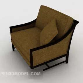 Retro Single Sofa Brown Color 3d model